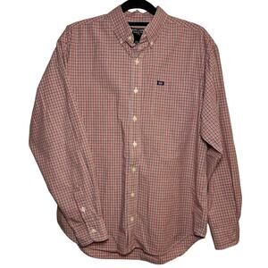 Vintage Ralph Lauren Jeans Co Button Down Shirt Red Plaid Sz Large American Flag